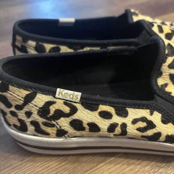 Kate Spade x Keds Sneakers Genuine Leather Leopard Print Calf Hair Slip On 6.5 - Picture 7 of 11